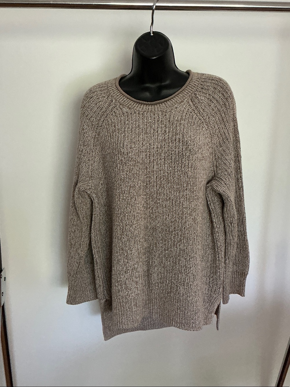 Ellen Tracy Marled Crewneck Sweater, Oatmeal Marl, Size Large - Picture 3 of 16